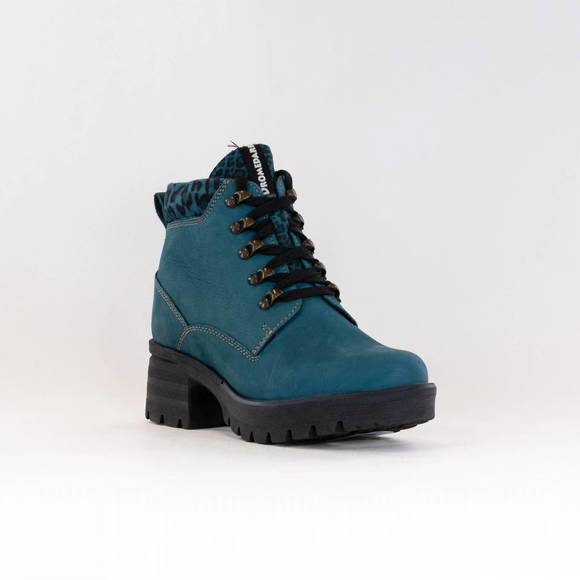 NEW DROMEDARIS women's karlie lace-up ankle boot in teal/leo - Picture 1 of 4